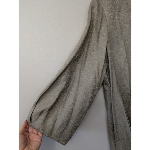 Eileen Fisher Silk Jacket 3X Champagne Mirage Jacquard Long Open Dressy Boxy - Picture 2 of 12